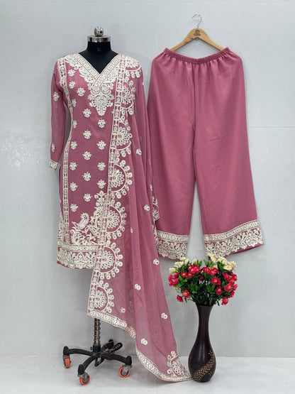 Designer Georgette Suit Set with Mirror & Sequence Work