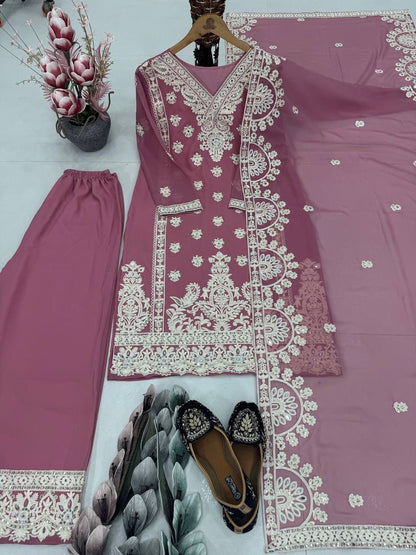 Designer Georgette Suit Set with Mirror & Sequence Work