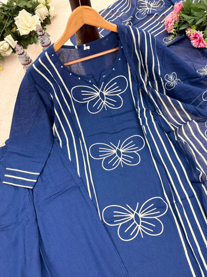 Exclusive Blue Cottton Printed Kurti Pair