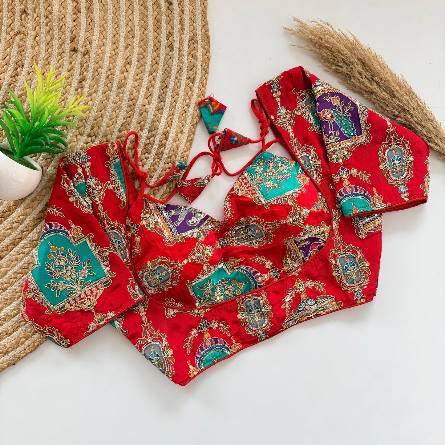 Vibrant Red Banarasi Silk Blouse