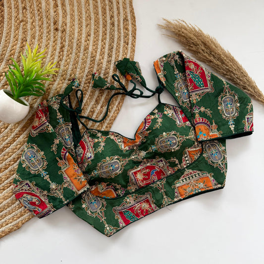 Traditional Green Banarasi Silk Blouse