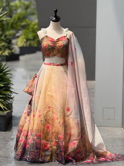 Lightweight Floral Organza Party Wear Lehenga & Duptta