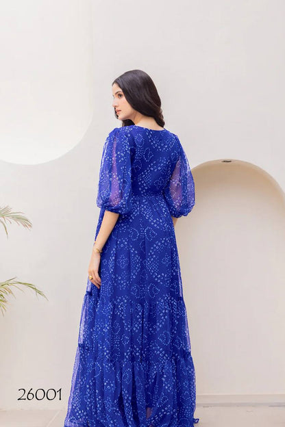 Heavy Faux Georette Blue One Piece Dress