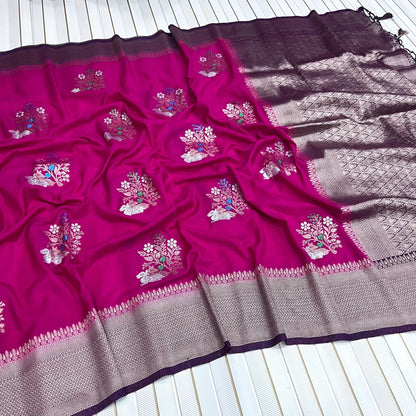 Beautiful Pure Khadi Crepe Georgette Pink Saree