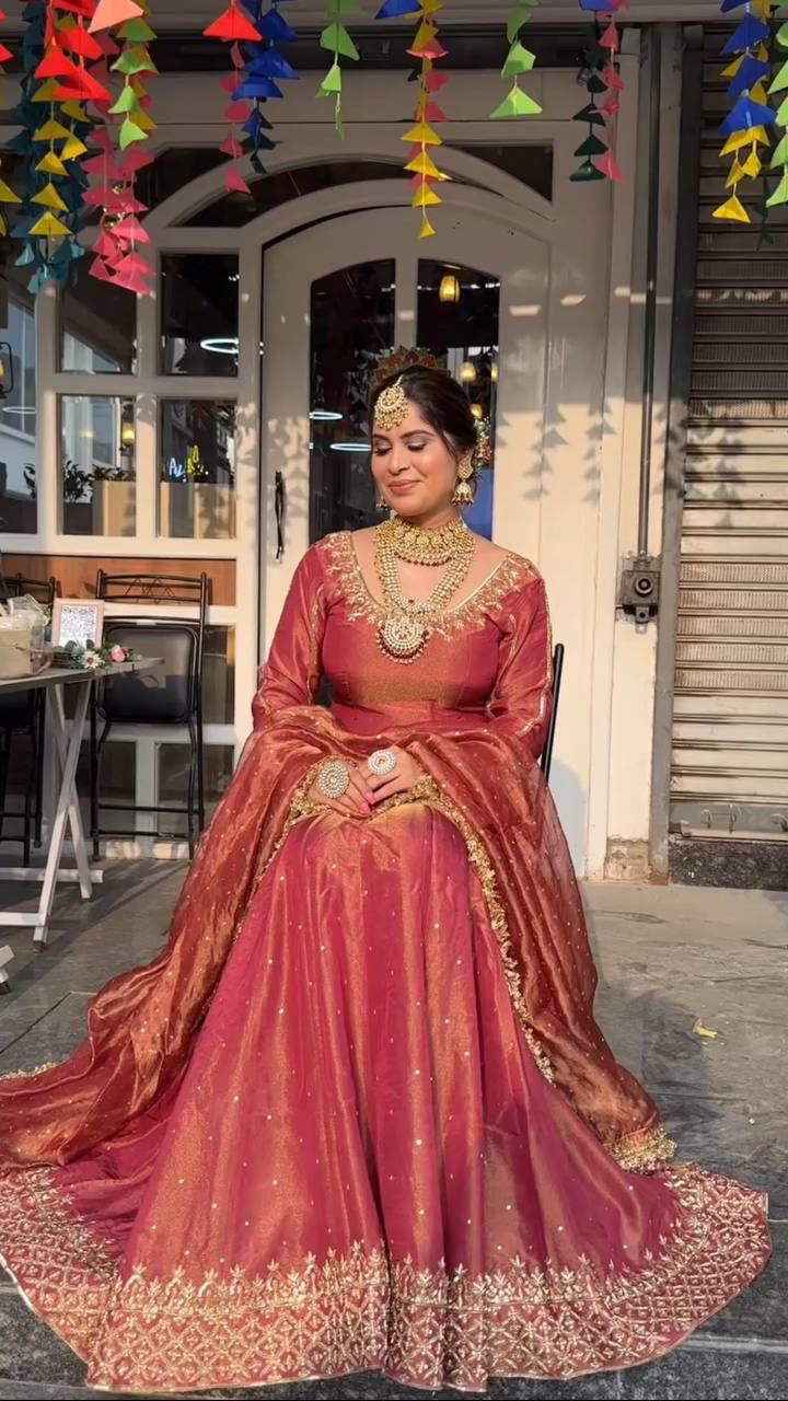 Designer Embroidery Sequence Work Maroon Designer Top & Lehenga