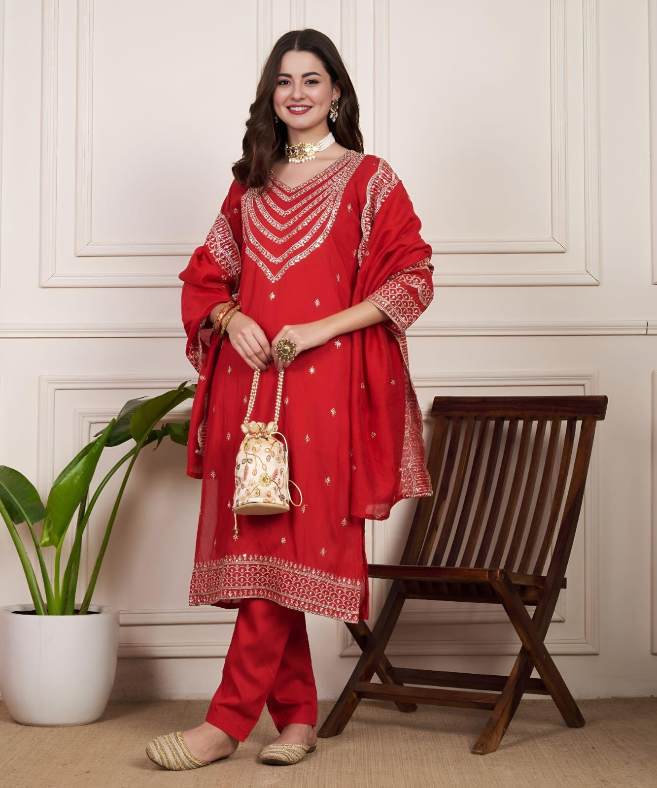 Wonaya Ready to Wear Chanderi Silk Suit