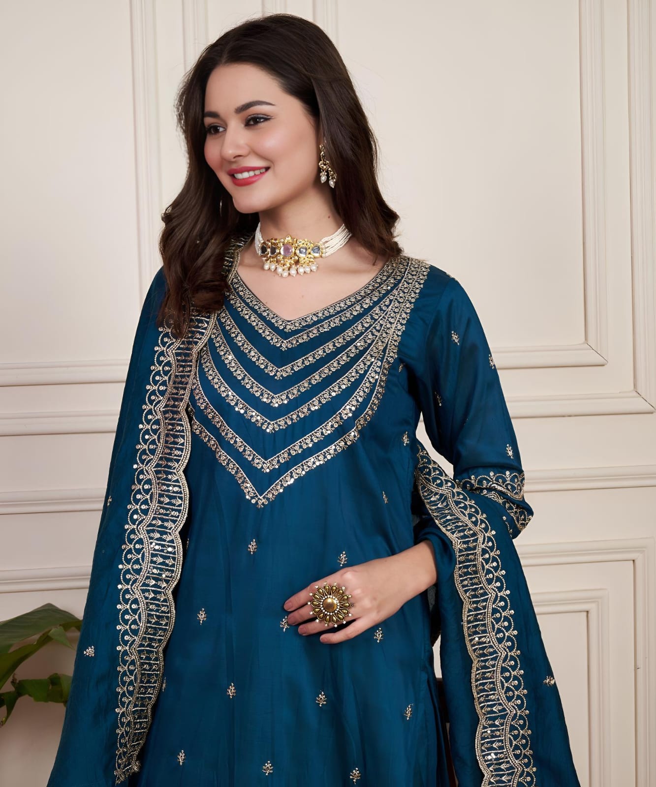 Luxury Shimmer Silk Suit for Women