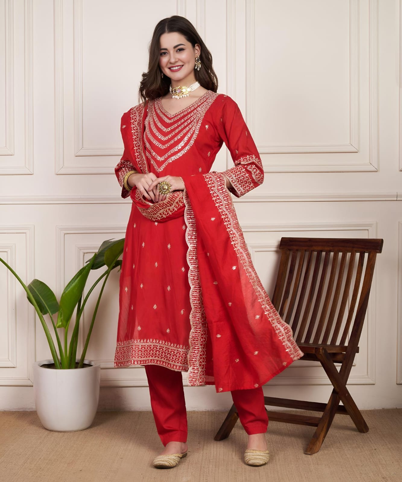 Wonaya Ready to Wear Chanderi Silk Suit