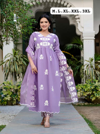 Stylish Silk Suit Set with Heavy Embroidery Work