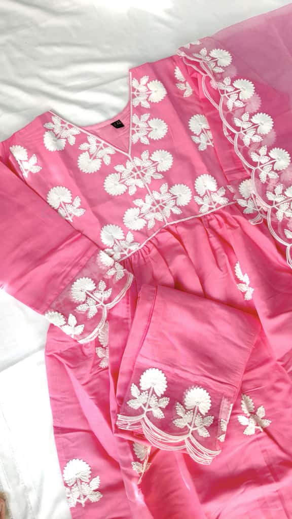 Designer Embroidered Roman Silk Suit Set