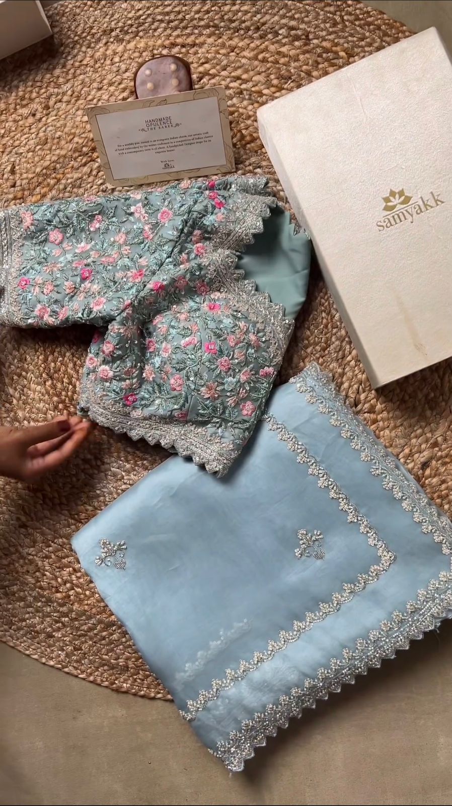 Elegant Sky Blue Tibby Silk Saree with Thread & Sequin Work