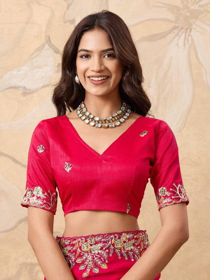 Elegent Soft Fendy Chiffon Rani Pink Saree