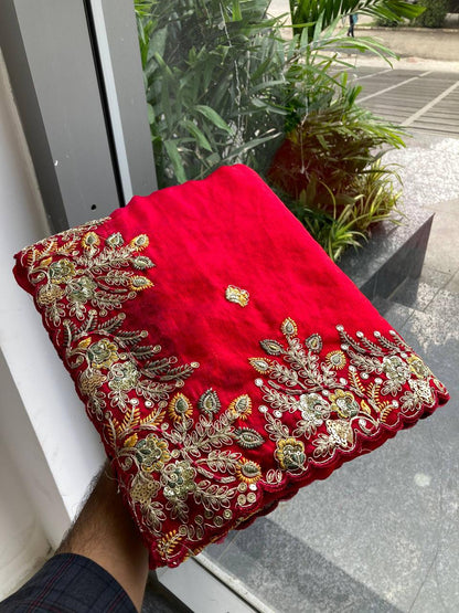 Elegent Soft Fendy Chiffon Rani Pink Saree