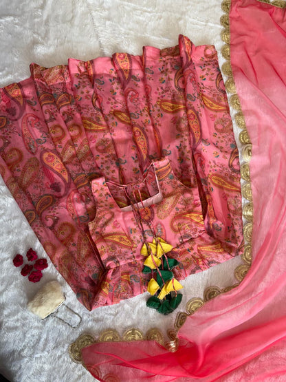 Digital Organza Silk Anarkali Gown with Huge Flair