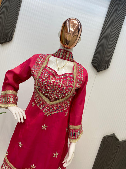 Embroidered Cosmos Plazzo Suit Set