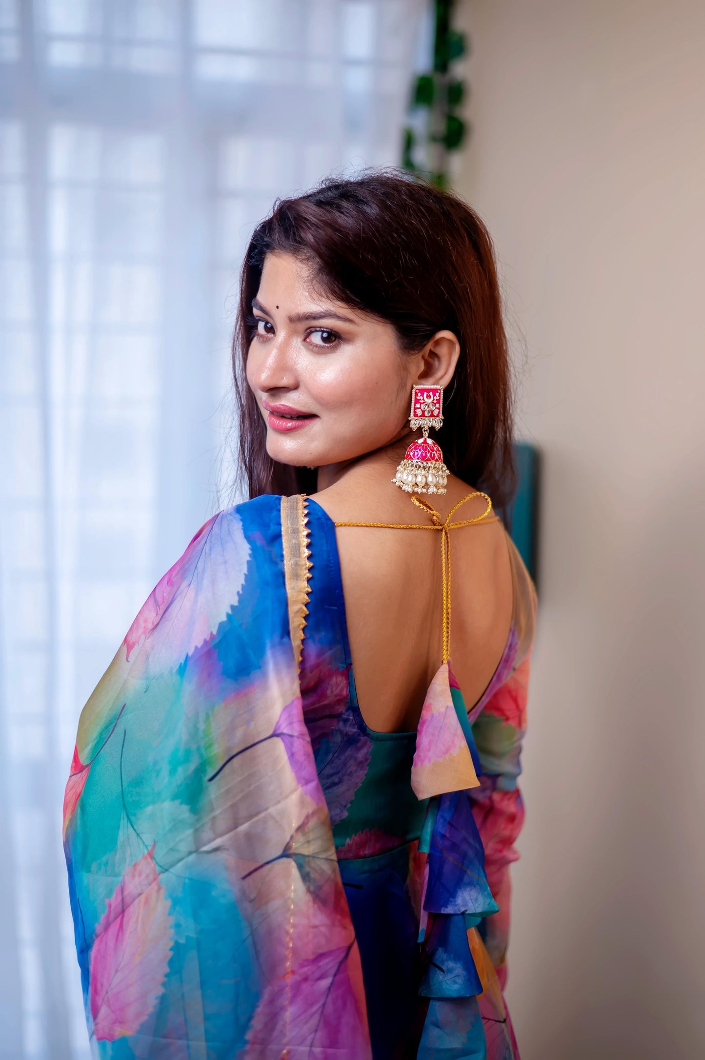 Heavy Flair Digital Print Organza Taby Silk Gown Set