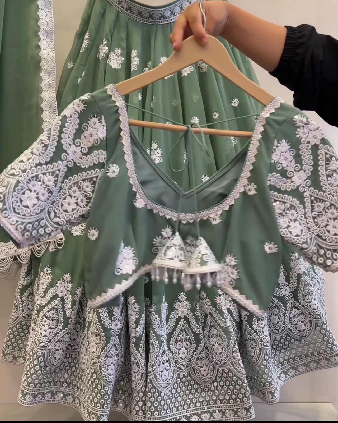 Mehendi Green color Sequence Embroidery work Designer Lehenga Choli