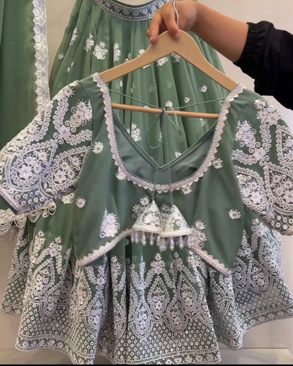 Mehendi Green color Sequence Embroidery work Designer Lehenga Choli