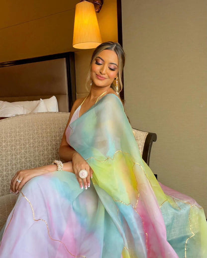 Lightweight Digital Printed Tebi Silk Saree