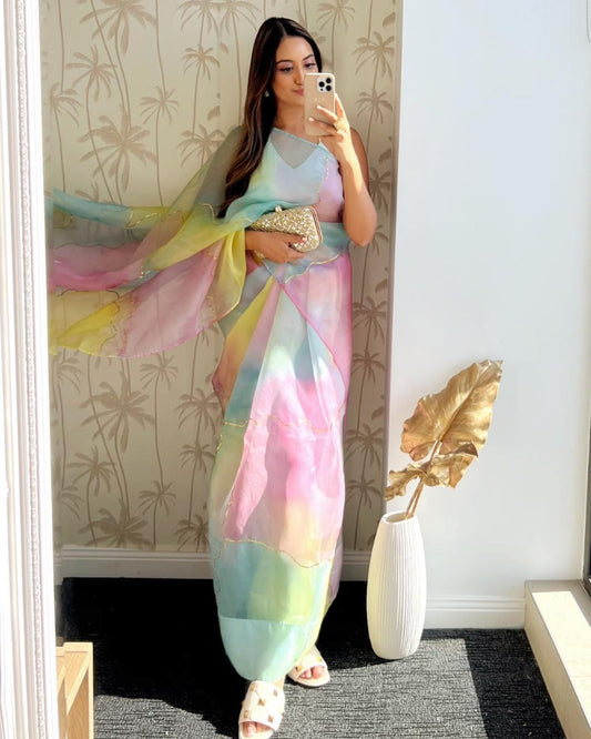 Lightweight Digital Printed Tebi Silk Saree