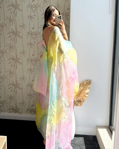 Lightweight Digital Printed Tebi Silk Saree