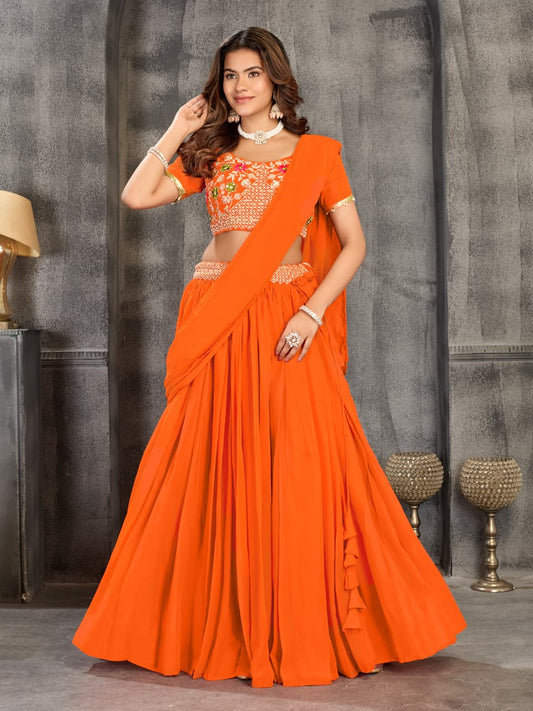 Designer Embroidered Lehenga Choli With Long Jacket