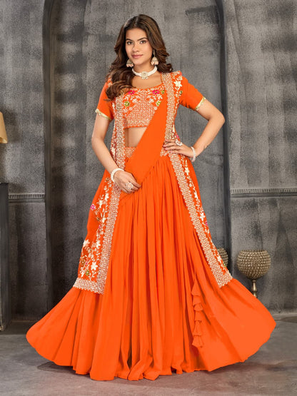 Designer Embroidered Lehenga Choli With Long Jacket