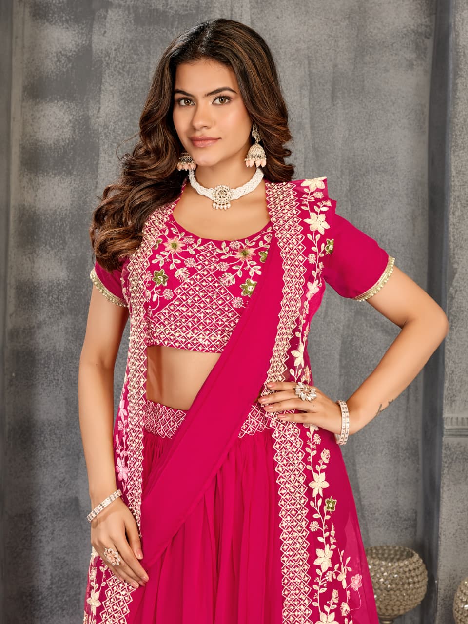 Beautiful Heavy Work Jacket Style Lehenga