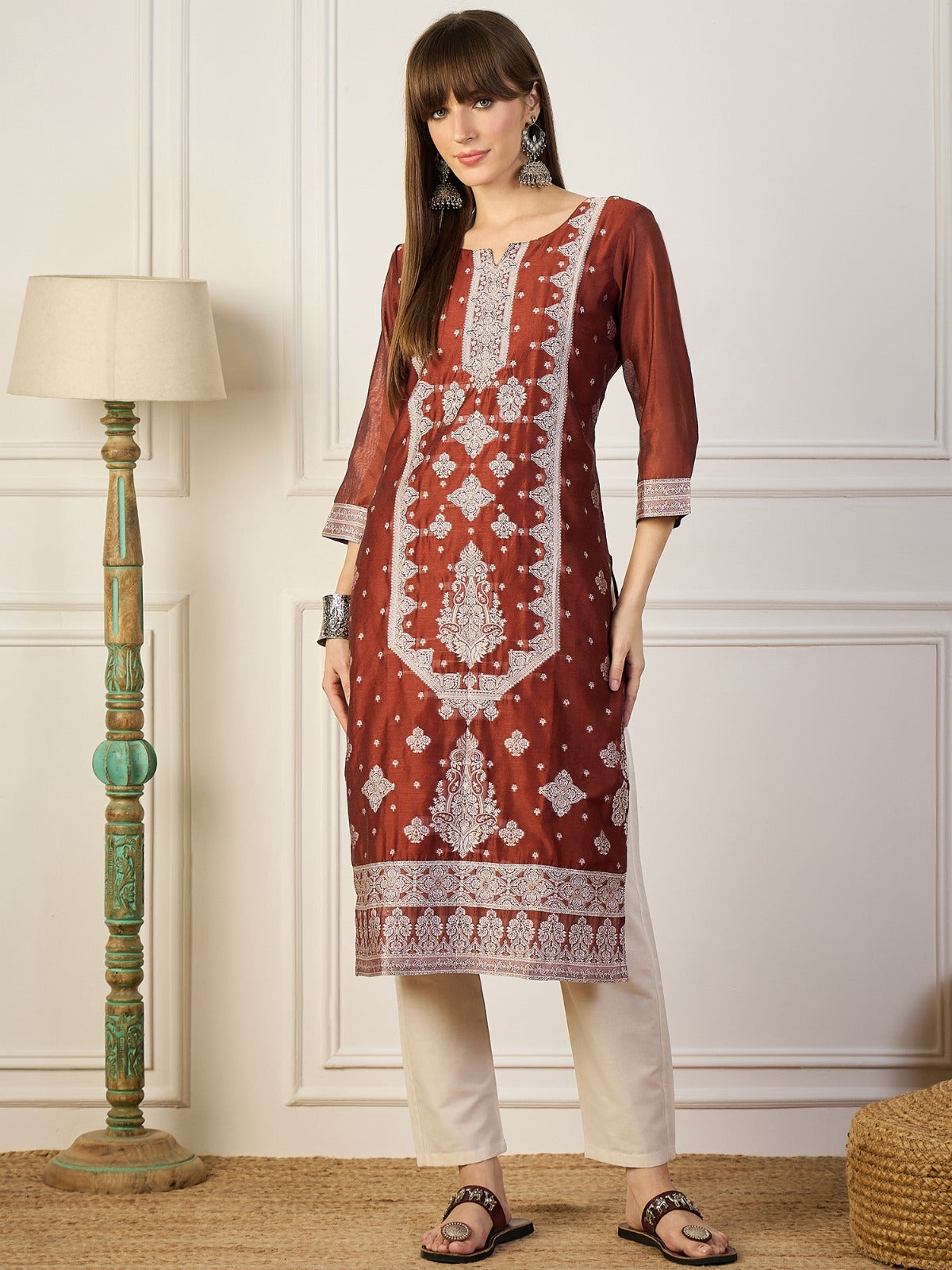 Cotton Silk  Banarasi Woven Kurti Set