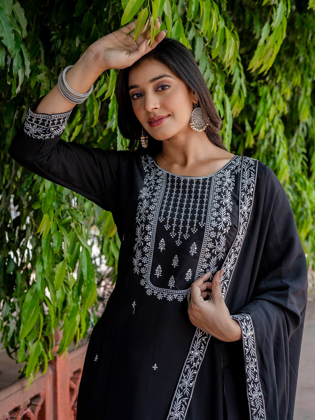 Silk Embroidery Straight Kurta Pant Set