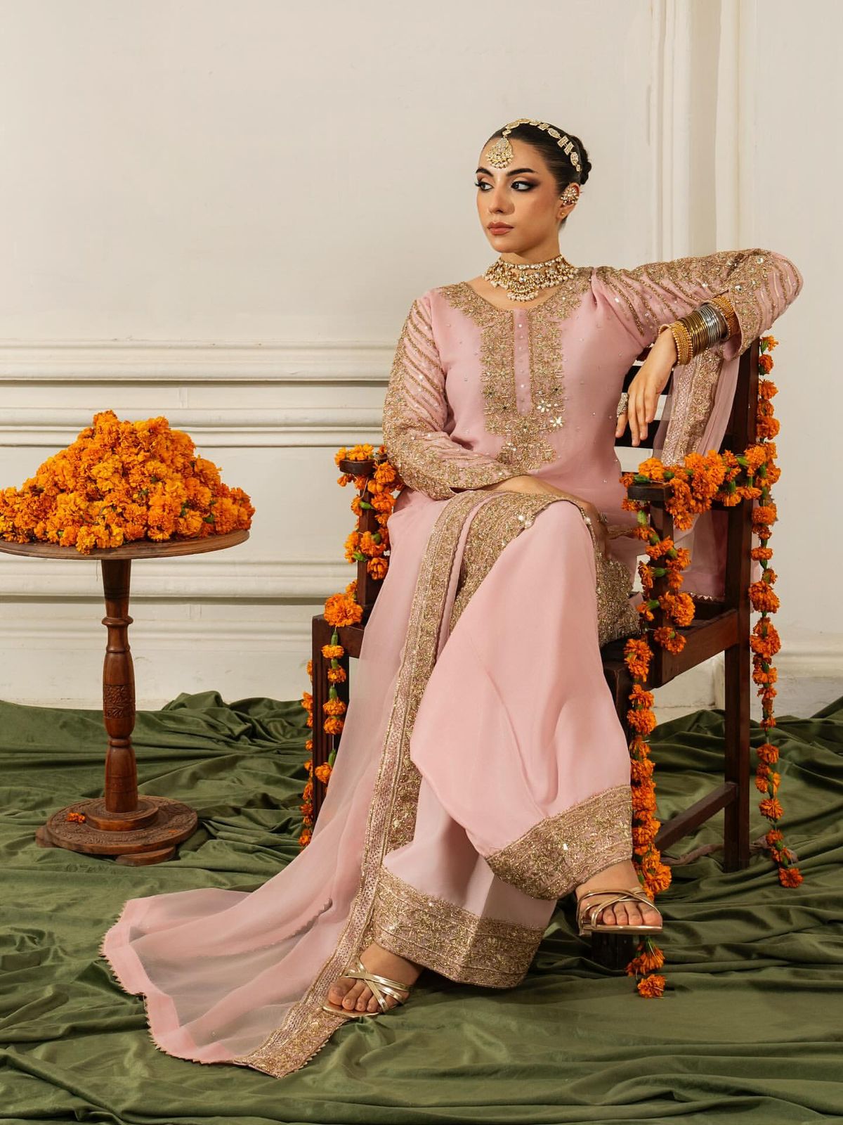Ready to Wear 3 Piece Fancy Peach Kurti with Plazo & Duppta