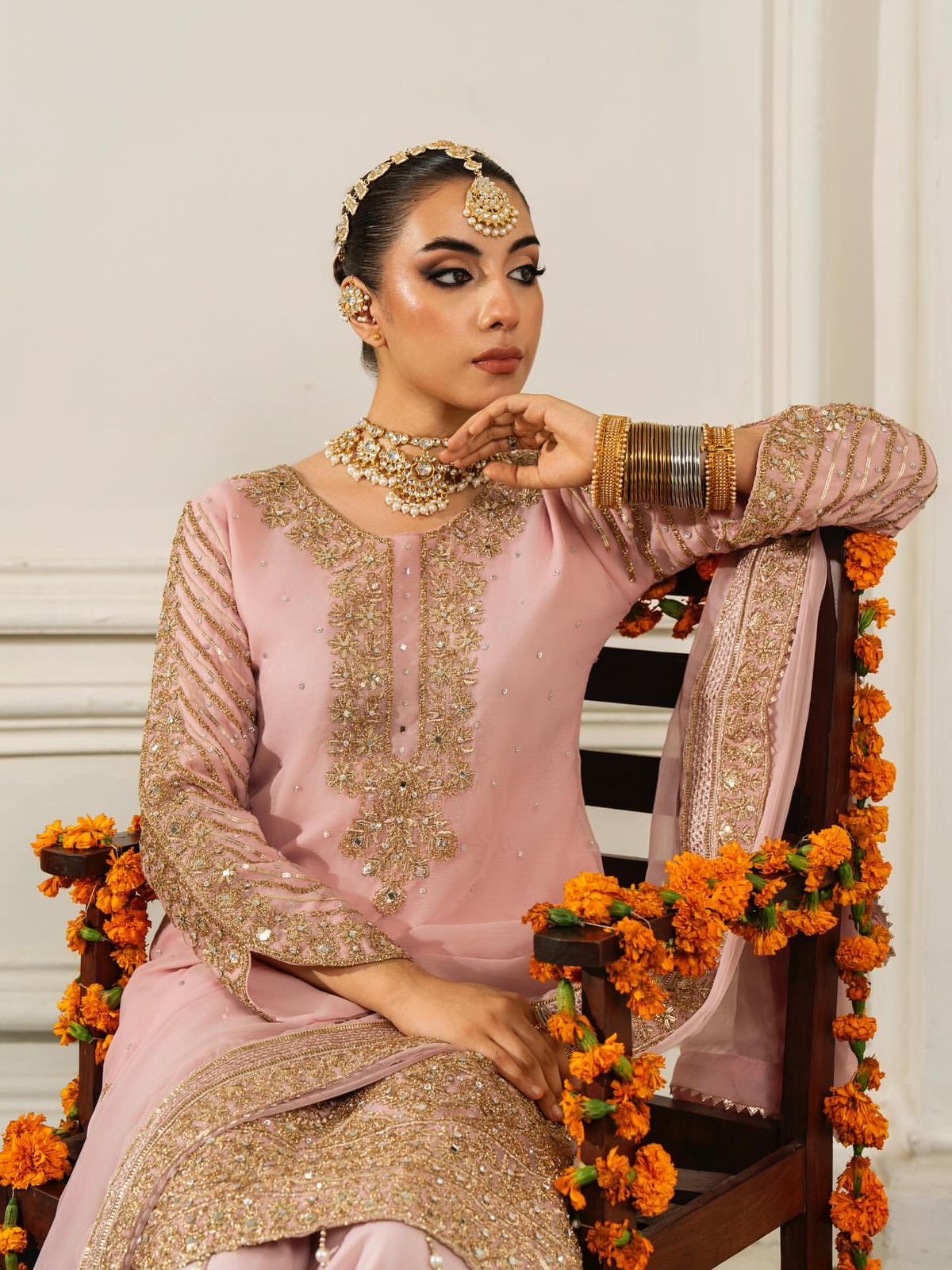 Ready to Wear 3 Piece Fancy Peach Kurti with Plazo & Duppta