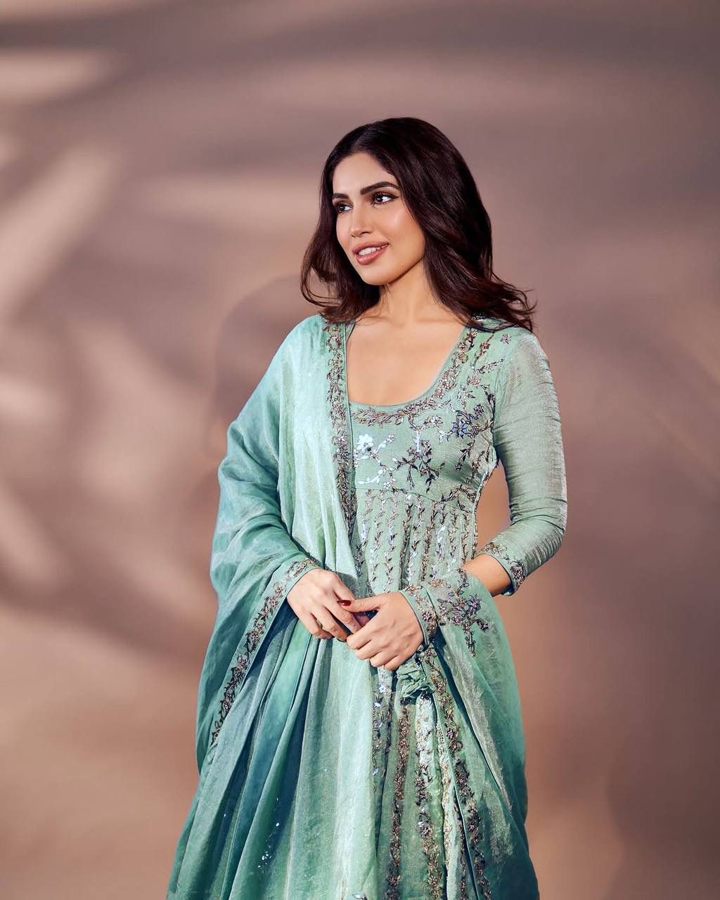 Women’s Chinon Silk Embellished Gown with Pant & Dupatta