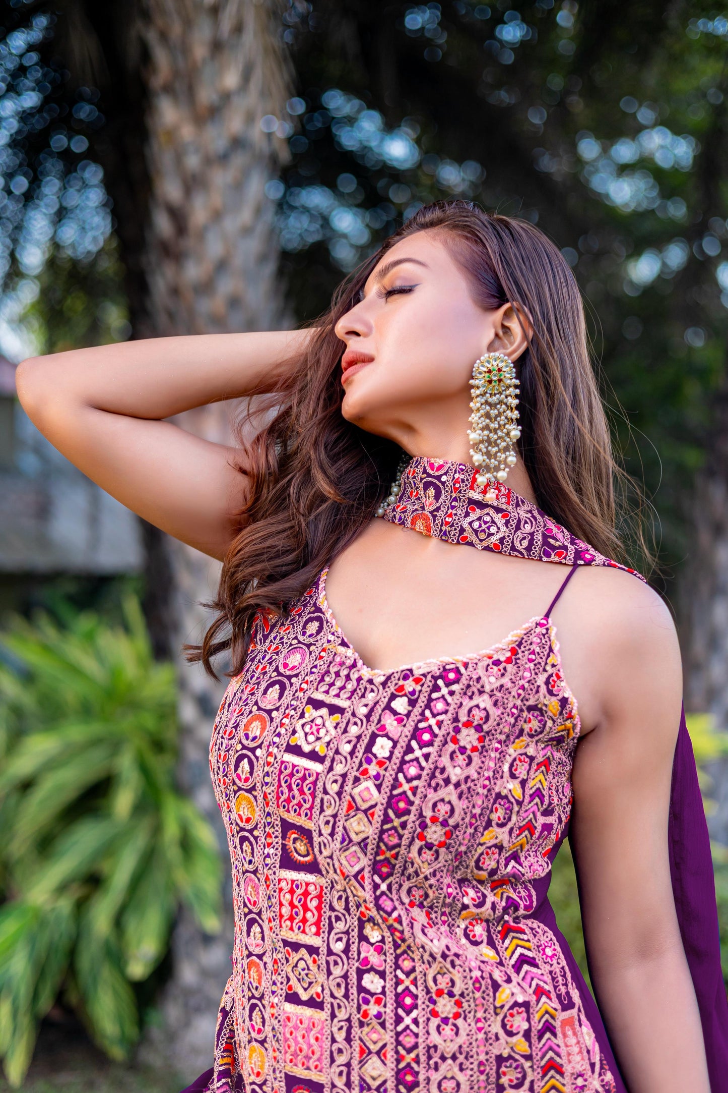 Royal Purple Traditional Embroidery Party Wear Suit