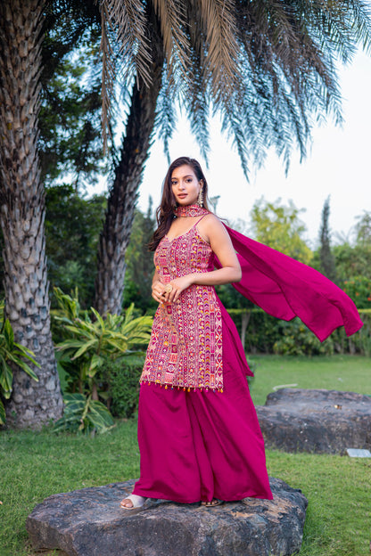 Rani Pink Meenakari Embroidered Festive Suit