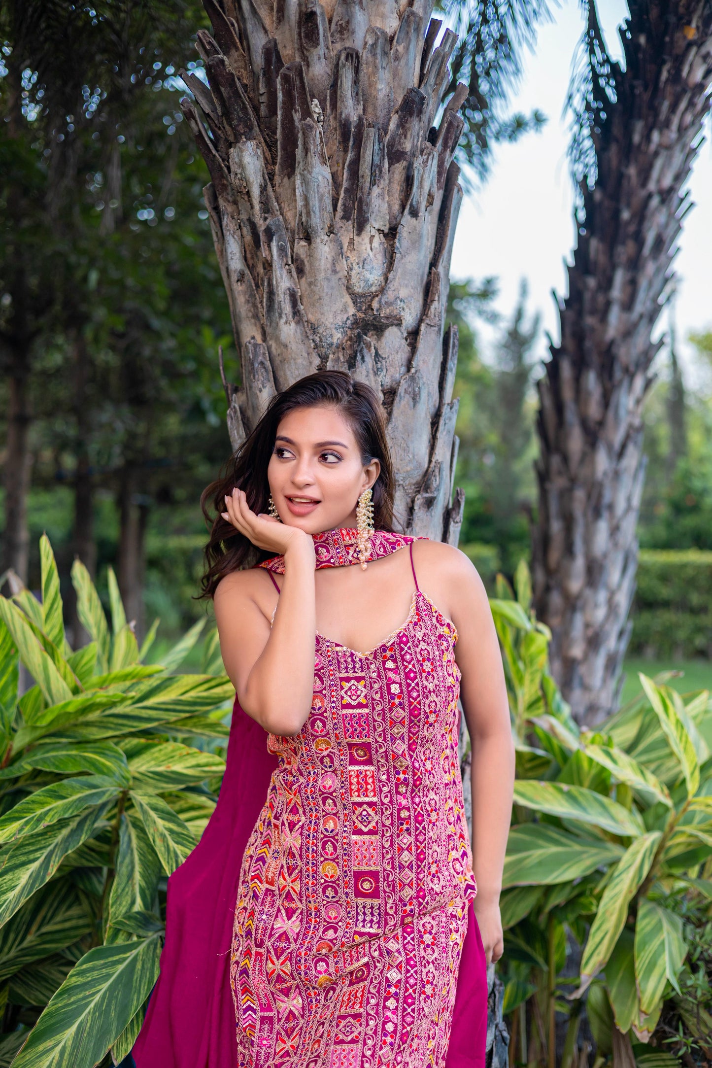 Rani Pink Meenakari Embroidered Festive Suit