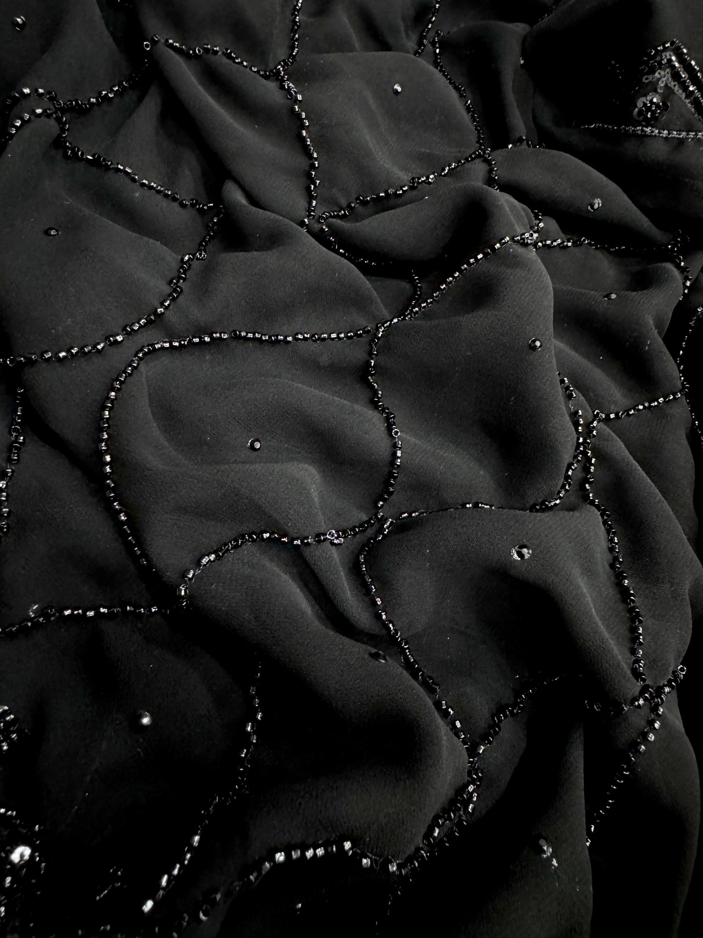 Bollywood Style Pure Georgette Hand Work Black Beauty Saree