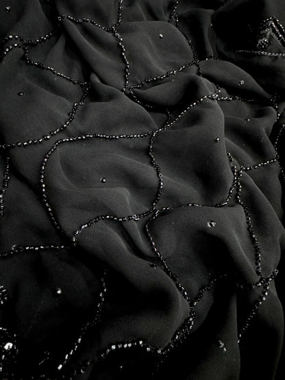 Bollywood Style Pure Georgette Hand Work Black Beauty Saree