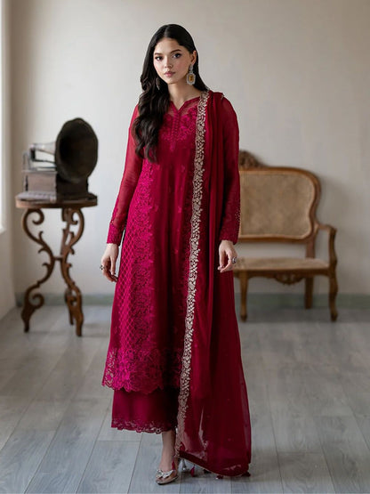 Party Wear Faux Georgette Embroidery Top Pant Dupatta Set