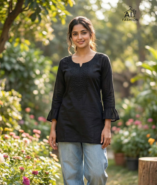 Trendy Black Rayon Kurti for Women