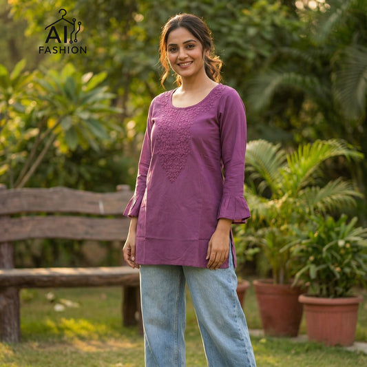Premium Purple Ethnic Kurti for Women