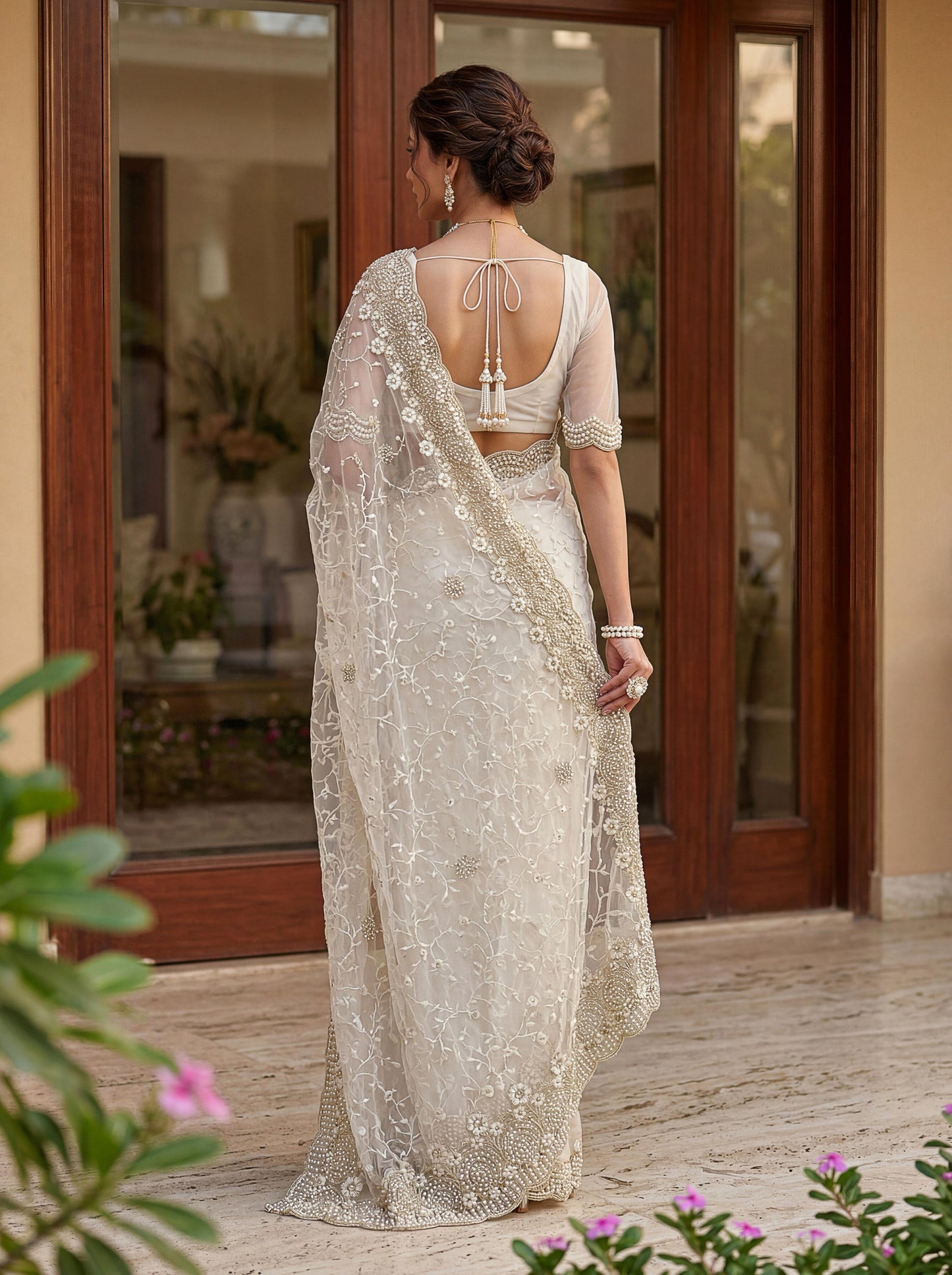 Elegant White Designer Saree with Heavy Embroidery Work