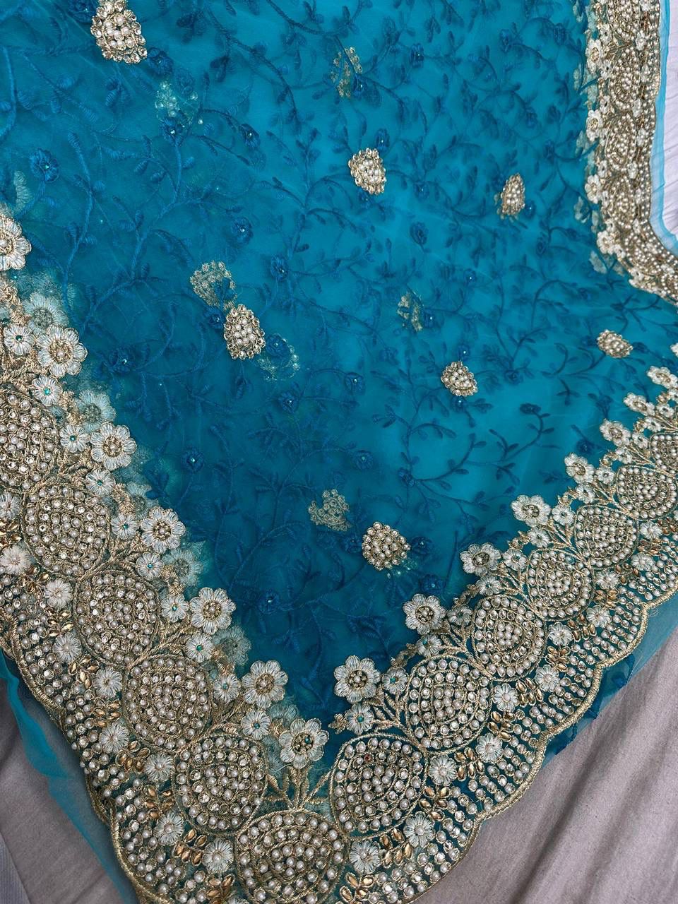 Bridal Style Designer Saree with Heavy Border And Blouse