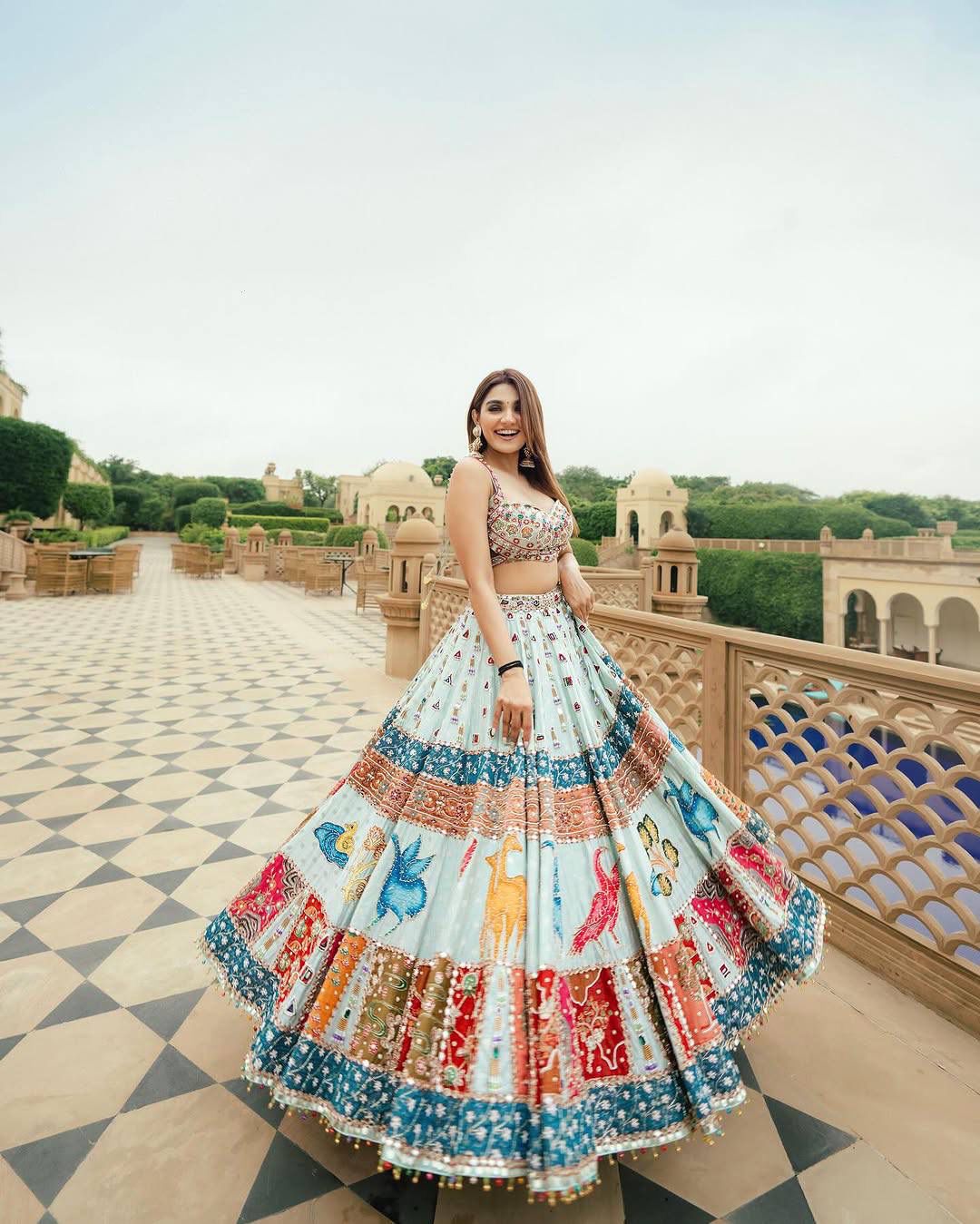 Navratri Special Muslin Cotton Mirror Work Lehenga