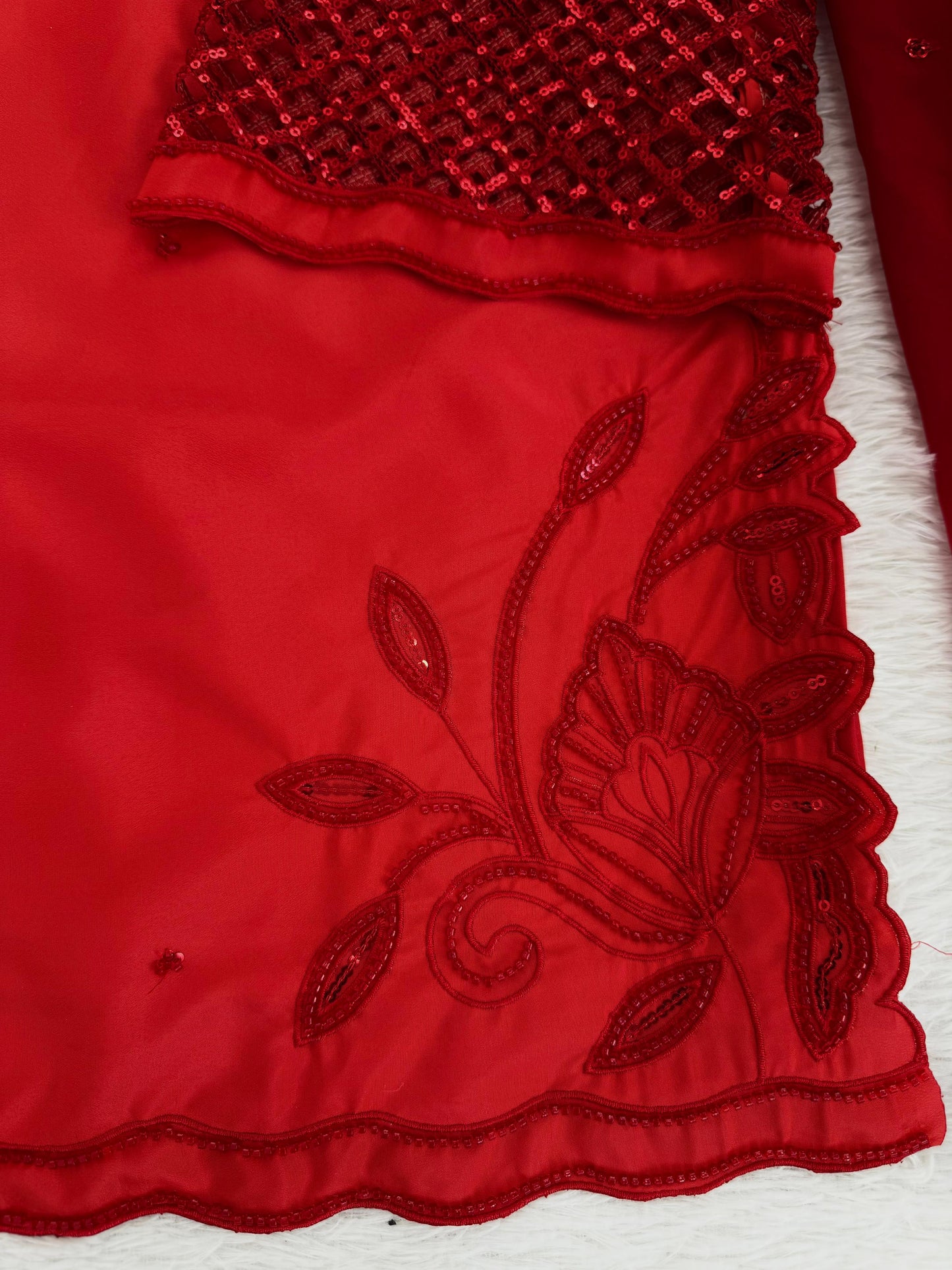 Red Party Wear Kurti Palazzo Set with Embroidery And Stylish Dupatta