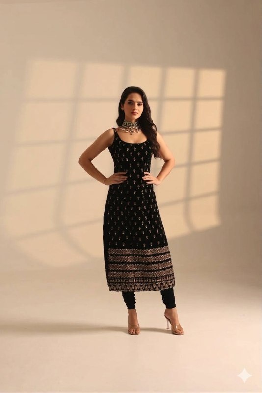 Premium Party Wear Kurta Set with Embroidery And Churidar Pants