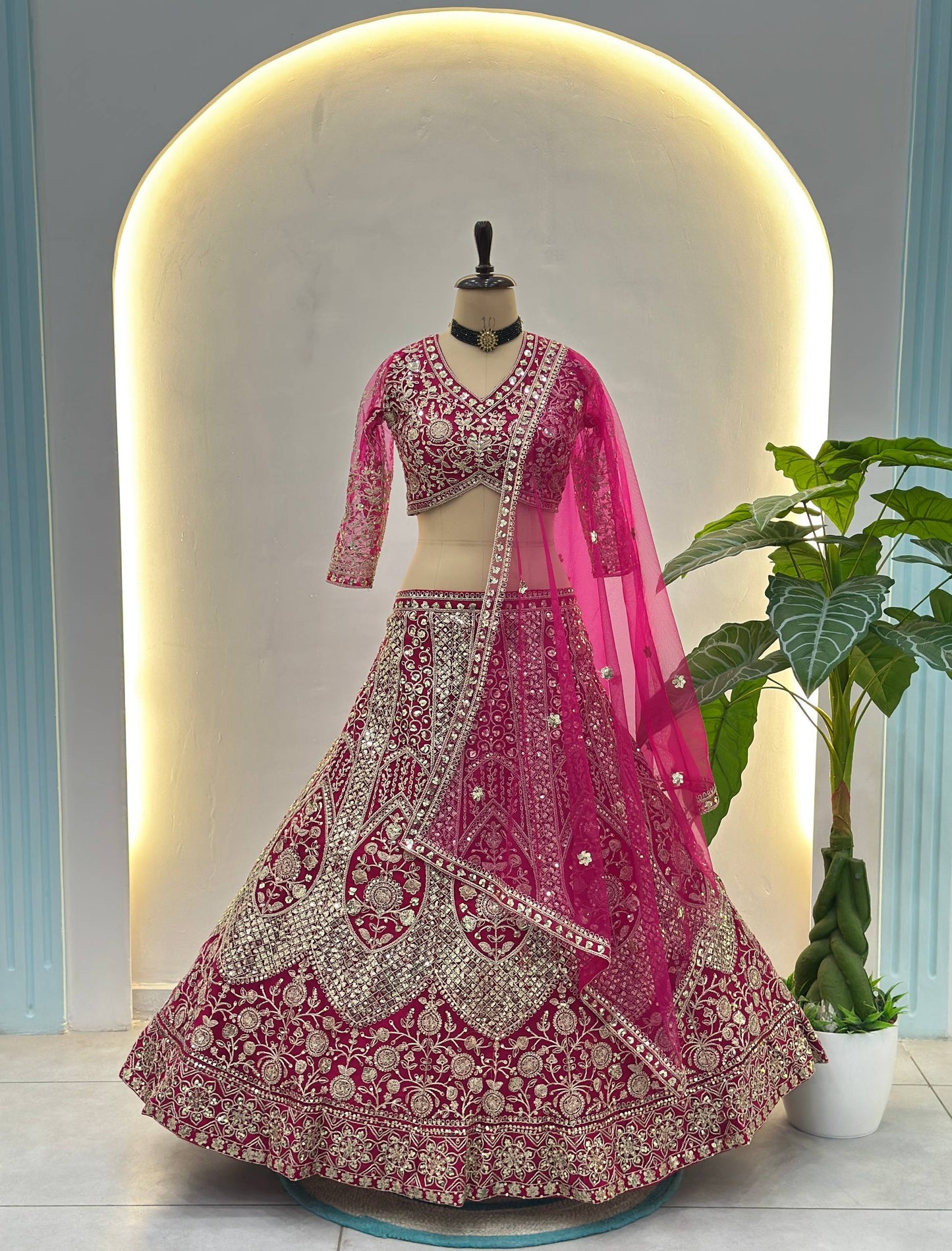 Elegant Pink Embroidered Lehenga Choli for Women