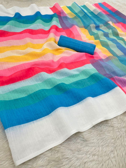 Premium Linen Multi Color Saree