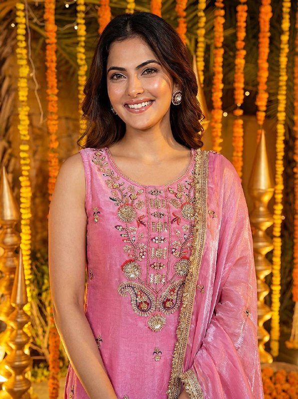 Pink Fendy Silk Kurti Set with Embroidered Dupatta
