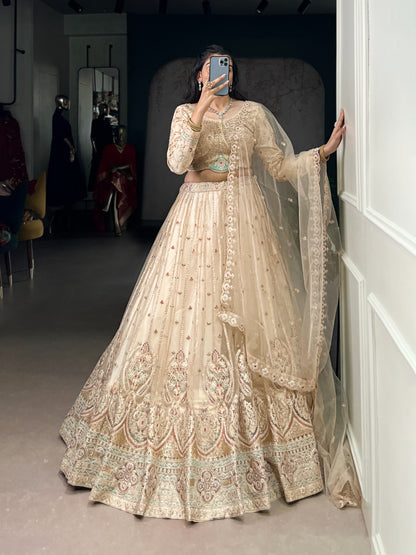 Elegent Wedding Wear Sequins Embroidery Work Lehenga